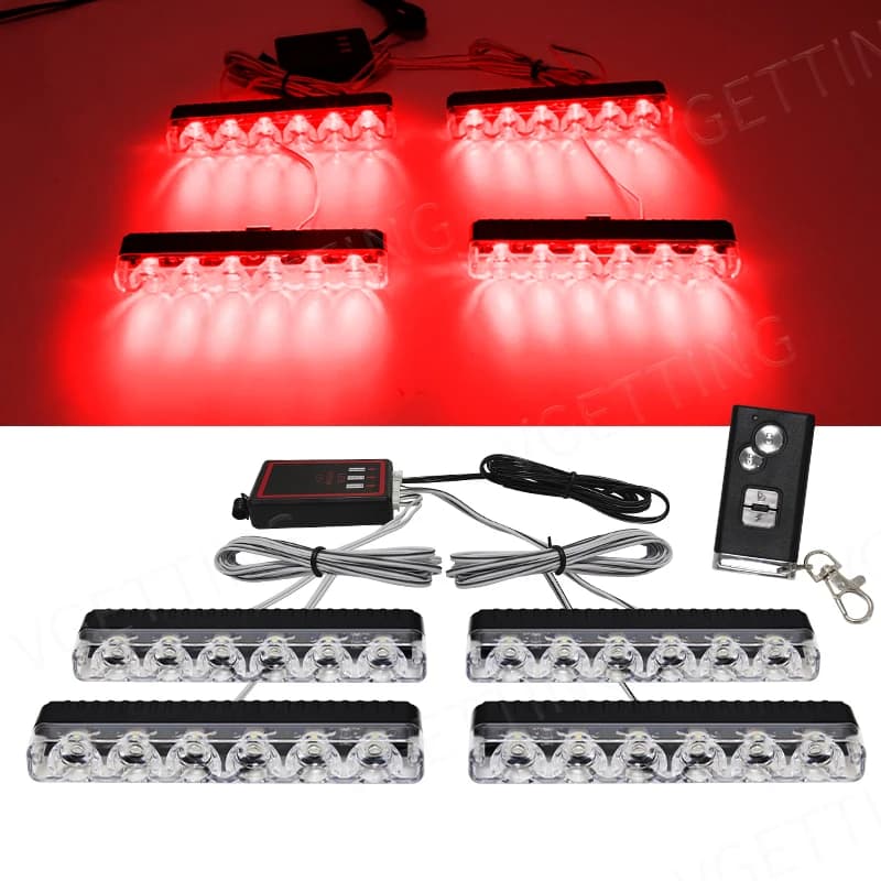 Lumière stroboscopique de police à grille LED pour voiture, télécommande d'urgence sans fil, signal 