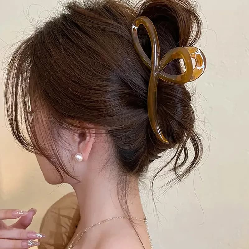 Pince à cheveux élégante avec nœud de couleur gelée pour femmes et filles, ornement de cheveux doux,