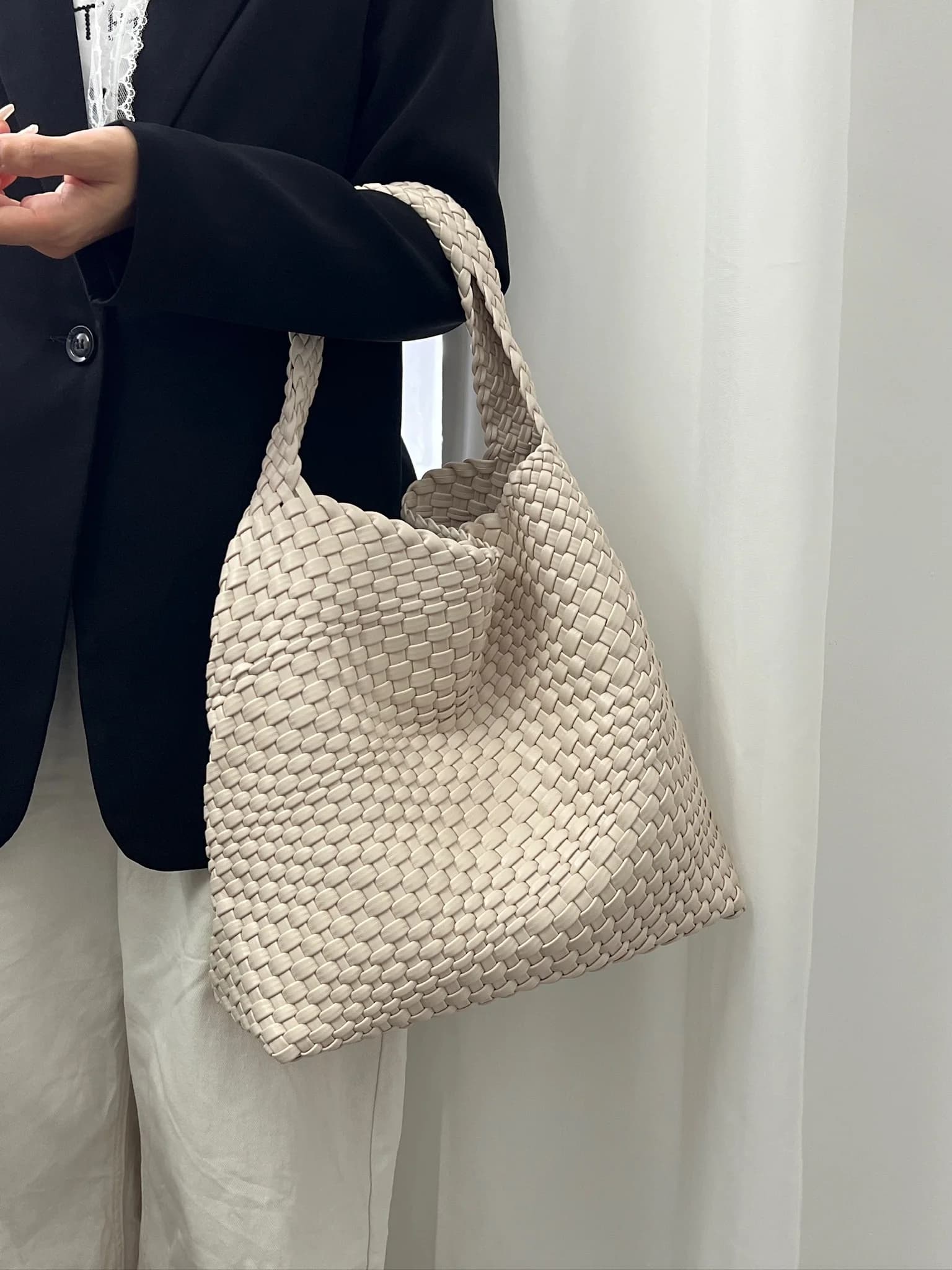Sac à bandoulière en cuir PU pour femmes, sac sous les bras tissé en tissu doux, tendance, Style eur