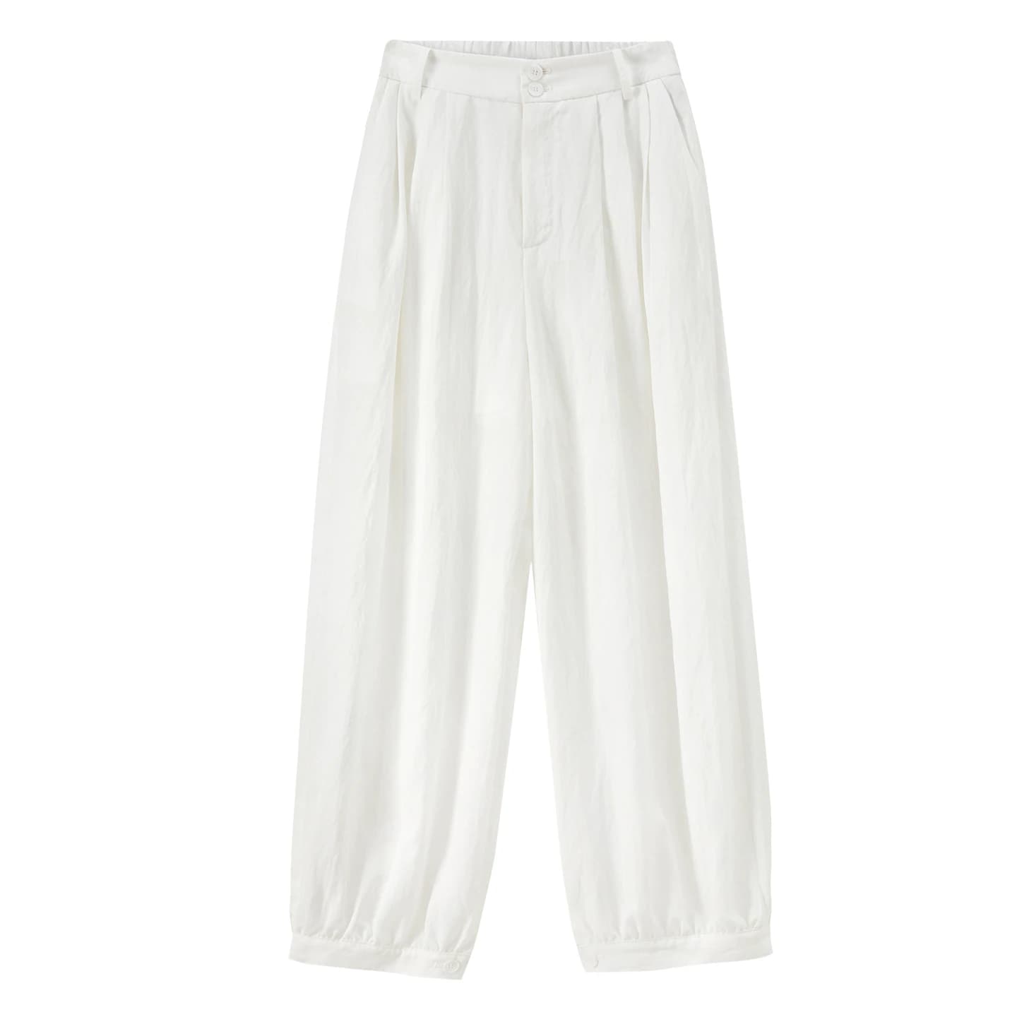 SENTUBILA Pantalon plissé blanc pour femme, style minimaliste, mode bureau, taille à double bouton, 