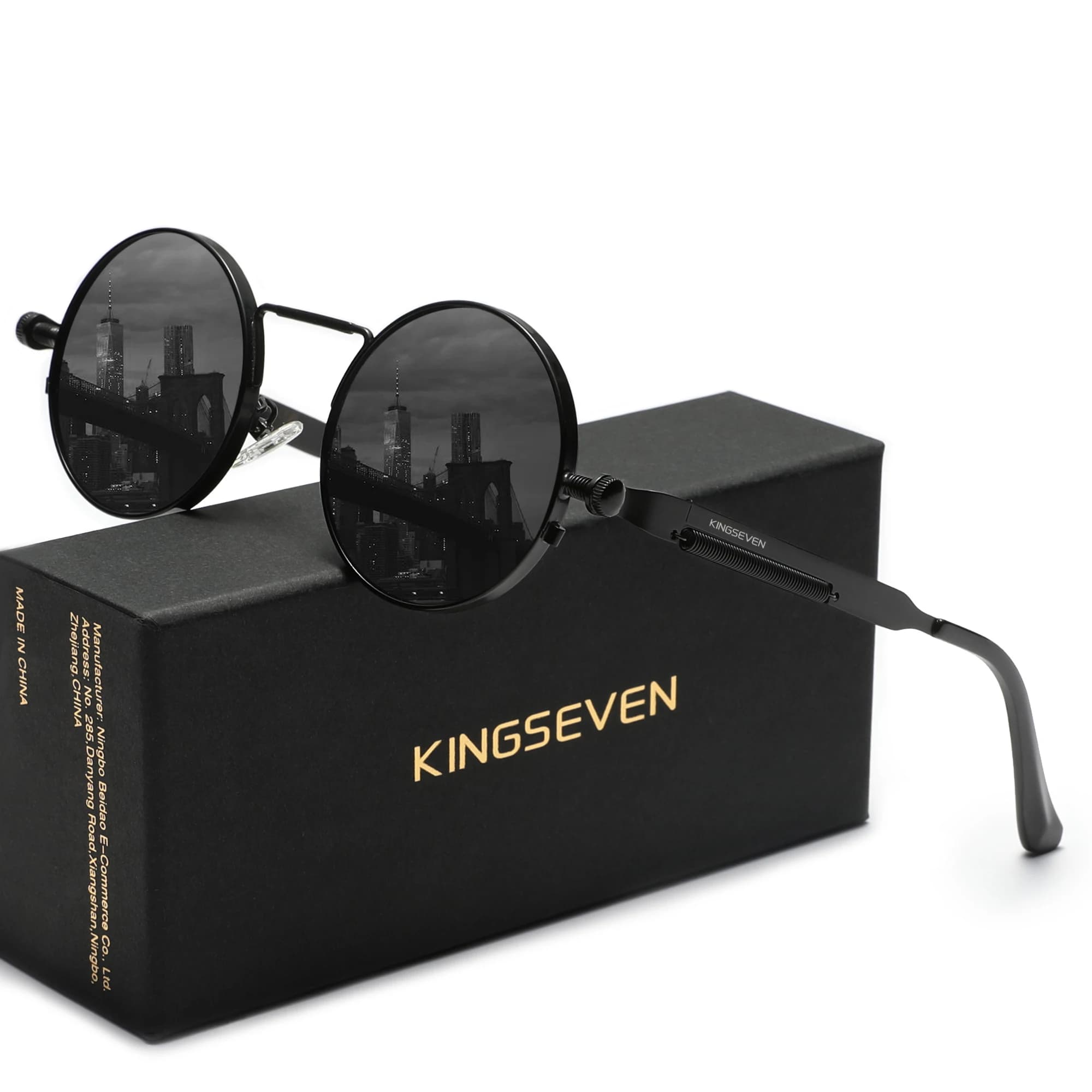 KINGSEVEN Vintage polarisées Steampunk lunettes de soleil rondes marque de luxe hommes lunettes Vint