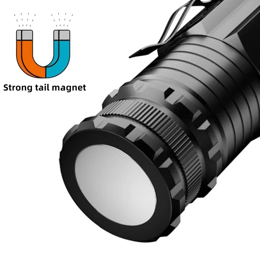 Lampe de poche LED haute luminosité, aste par USB de type C, clip portable, aimant, lampe de réparat
