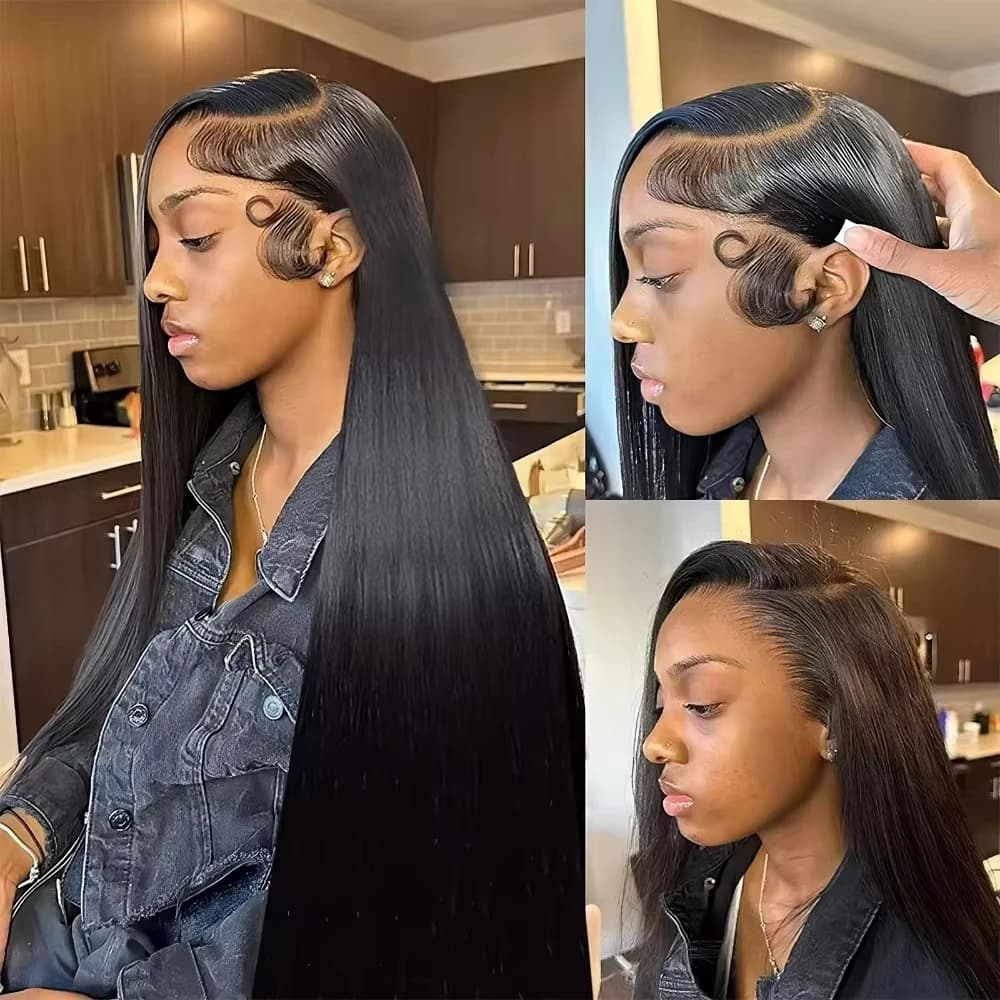 30 pouces 200 densité droite perruques de cheveux humains 13x6 Hd dentelle frontale perruque 360 den