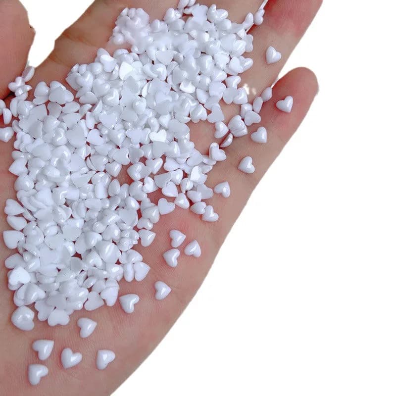 100 pièces Nail Art Mini coeur breloques 4x5mm mélange/résine blanche mignon strass en forme de coeu