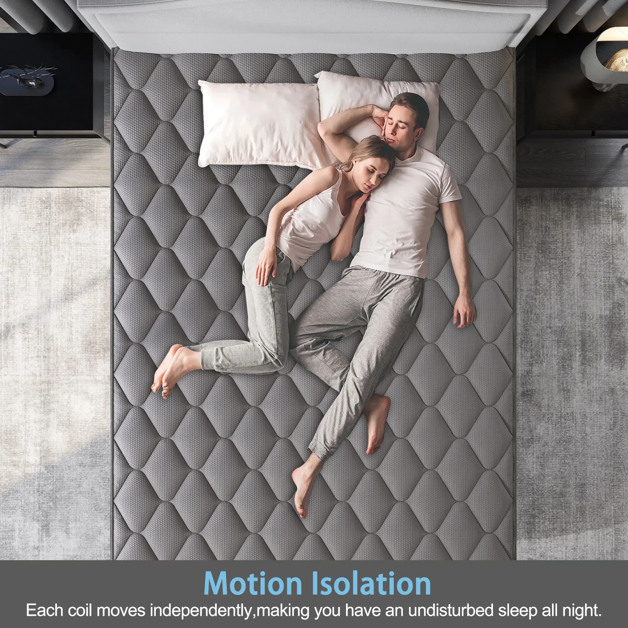 Matelas double Queen King Size 10 "12" 14 " dans une boîte en mousse à mémoire de forme à ressorts h