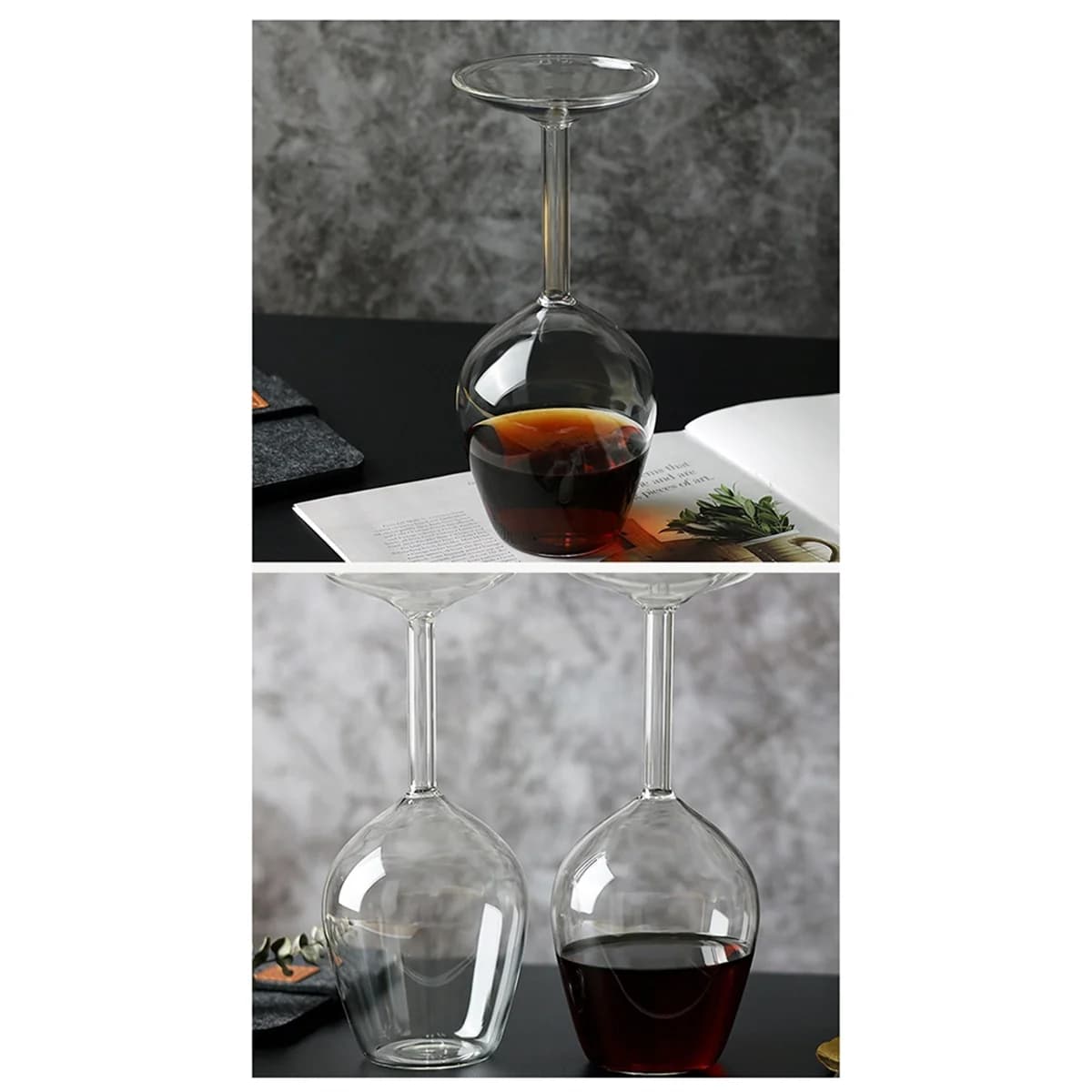Verres à vin à tige longue à l'envers, Verres à vin à tige unique funky