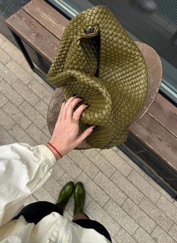 Sac fourre-tout en cuir PU tissé pour femmes, sac à main à bandoulière, sac à poignée supérieure ave