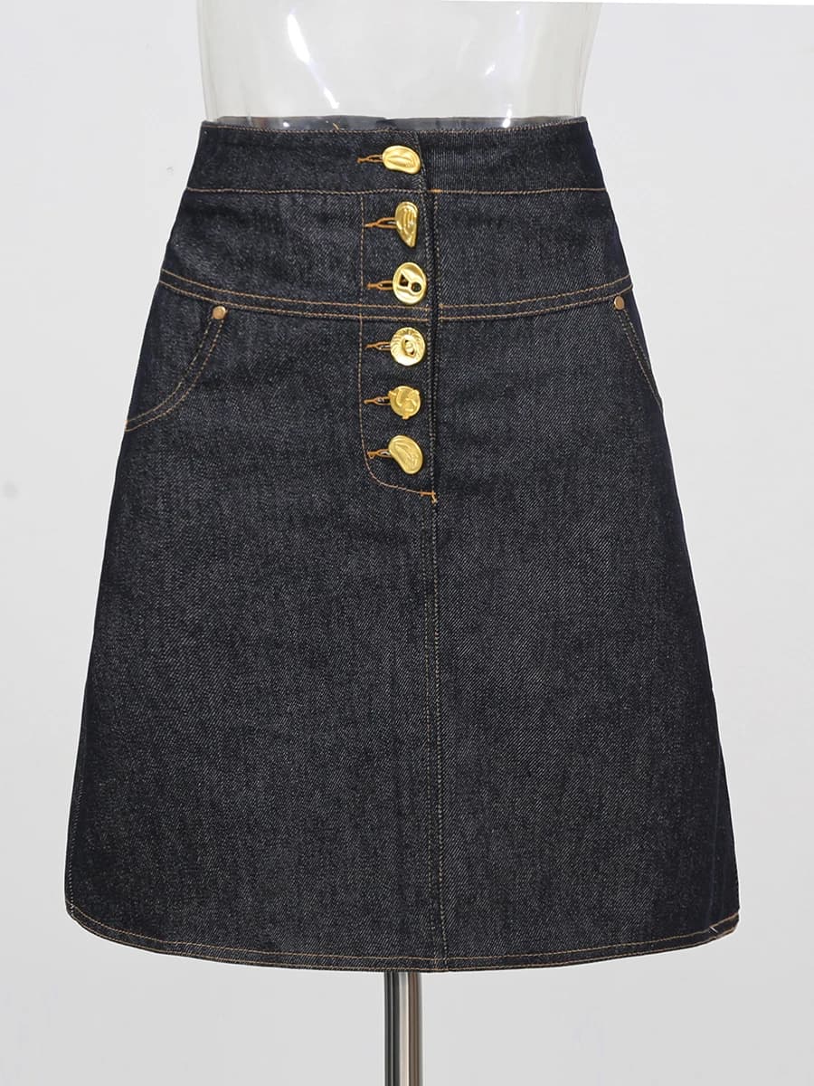 TWOTWINSTYLE – ensemble deux pièces à boutons épissés pour femmes, haut à manches longues, taille ha