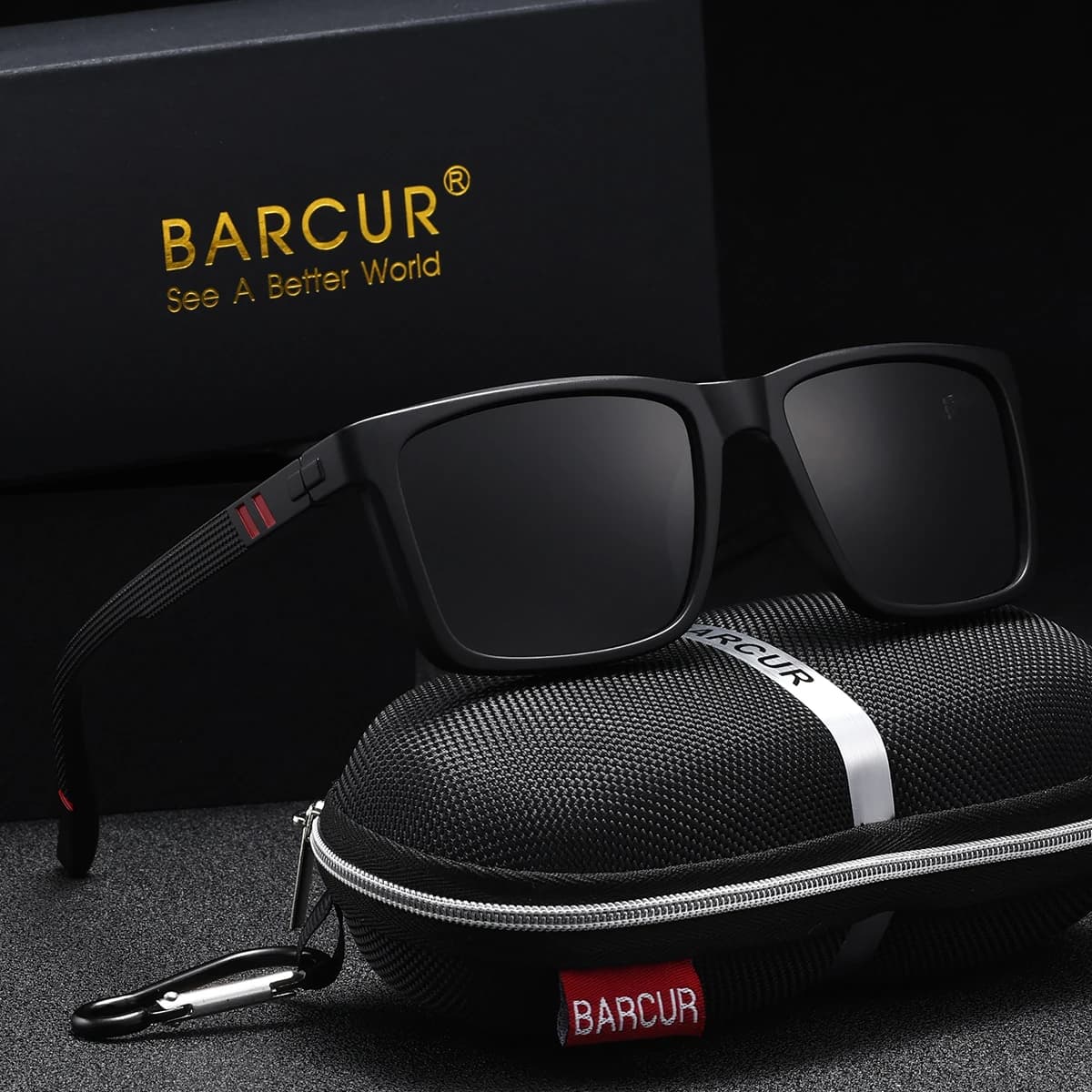 BARCUR 1 pièces sport marque hommes lunettes de soleil en plein air conduite cadre rectangulaire UV4
