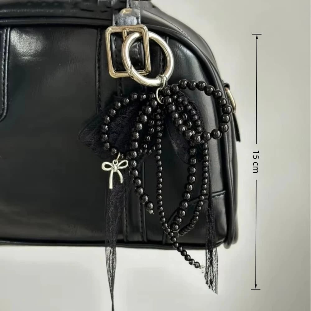 Porte-clés en dentelle mignon, nœud blanc/noir, pendentif de sac, chaîne de téléphone, accessoire d'