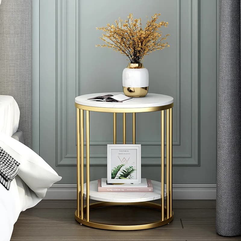 Table basse ronde en marbre avec cadre en métal, table d'appoint de canapé, meubles de salon, 3 coul