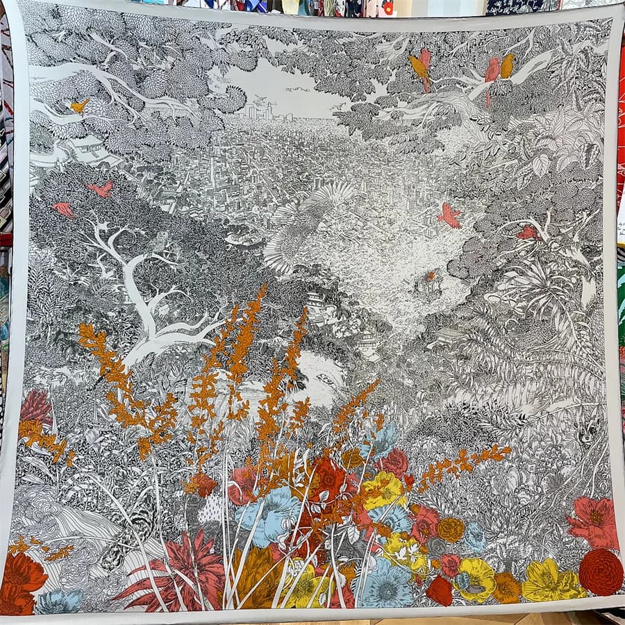 Injplanchers f en cachemire de forêt tropicale pour femmes, châles Pashmina de luxe, bords roulés à 