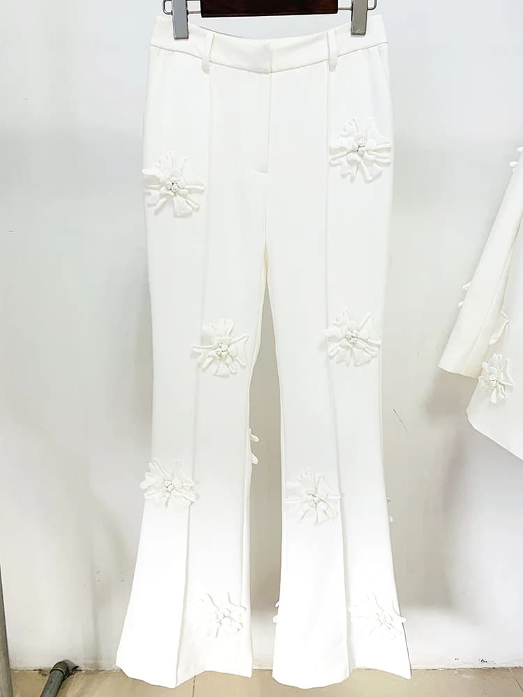 HIGH STREET Nouveauté 2026 Pantalon de mode de créateur pour femme avec applications florales