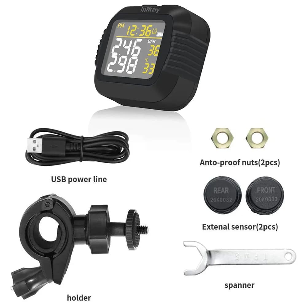 Système de surveillance TPMS de la pression des pneus de Moto, grand écran LCD sans fil coloré, chan