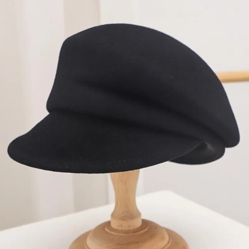 Chapeau de journal en laine asymétrique haut de gamme pour femmes, chapeau octogonal d'automne et d'