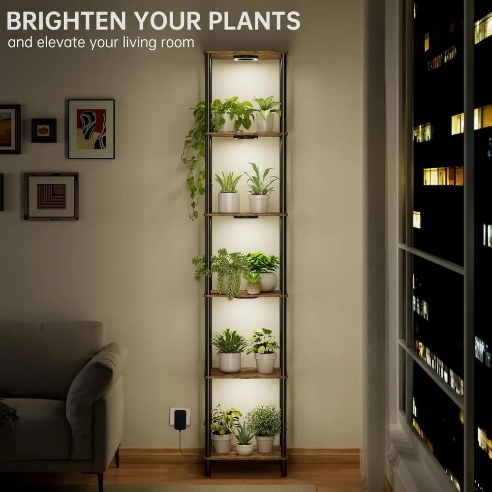 Support pour plantes d'intérieur à 6 niveaux avec lumière de croissance à spectre complet, étagère m