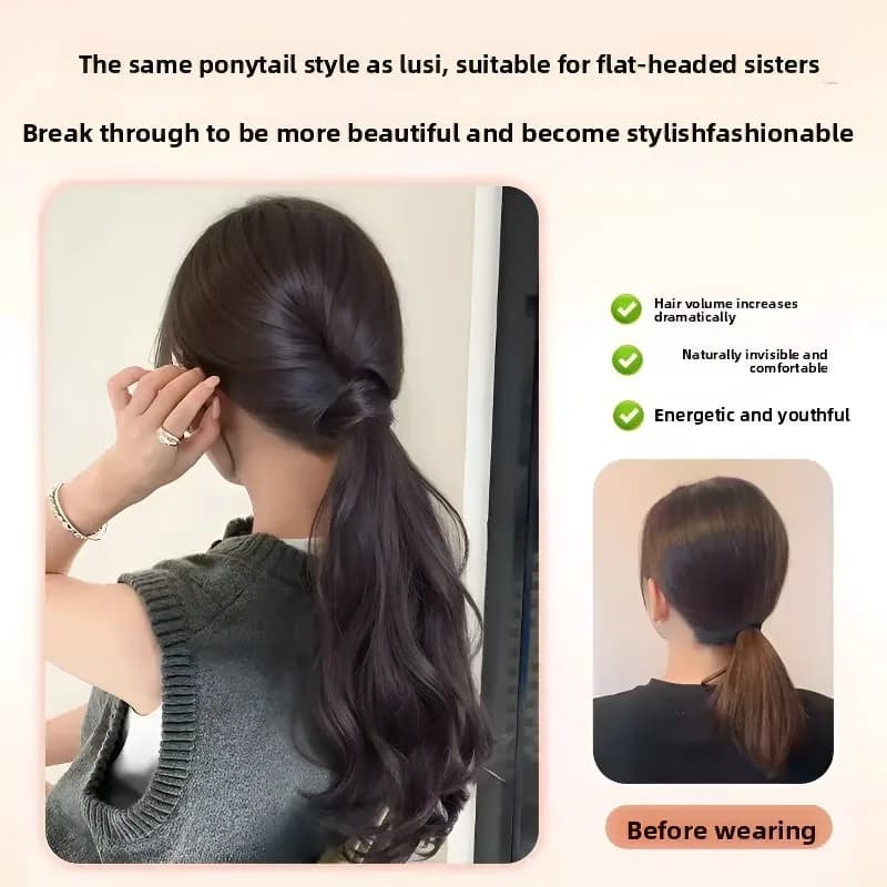 Perruque synthétique Vitality, queue de cheval longue et ondulée avec élastique à haute élasticité, 