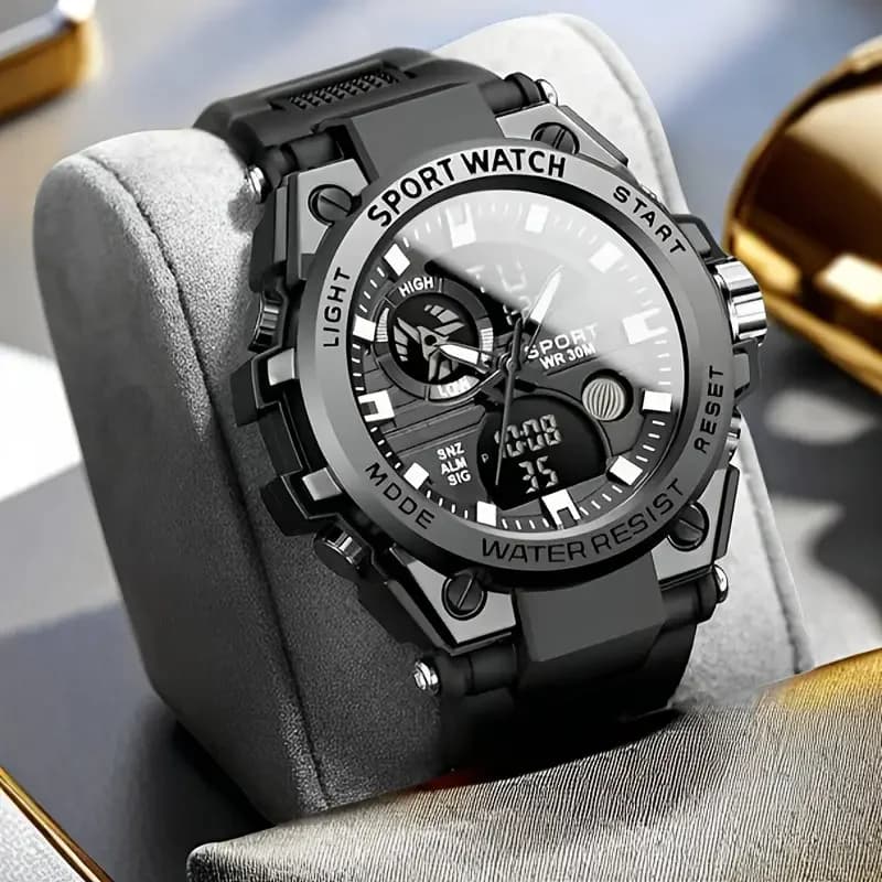 Montre électronique lumineuse LED multifonctionnelle avec double affichage, réveil et chronomètre, u