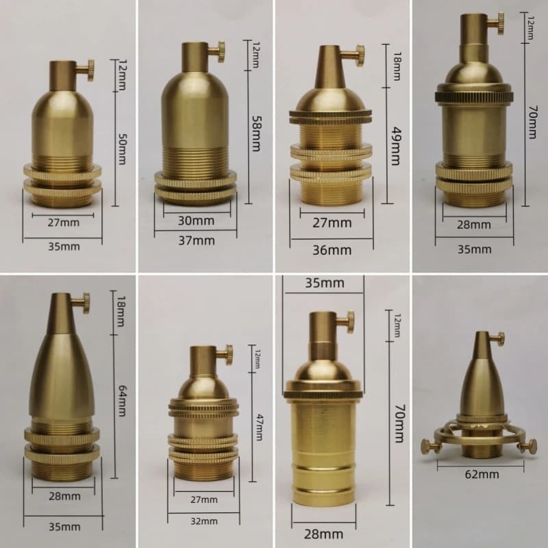 Douille de lampe en laiton spirale E14 E12 rétro, Base de plafonnier, accessoires en céramique tout 