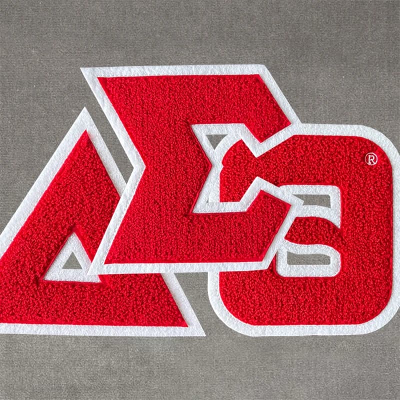 Patch thermocollant en chenille Delta Sigma Theta, lettres grecques, 5 pouces de hauteur, noir sur n
