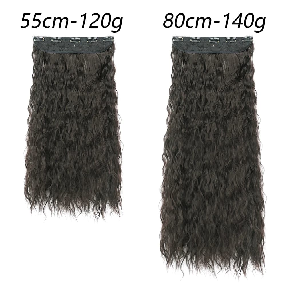 Extensions capillaires synthétiques à 5 clips, postiche longue bouclée, postiche naturelle marron no
