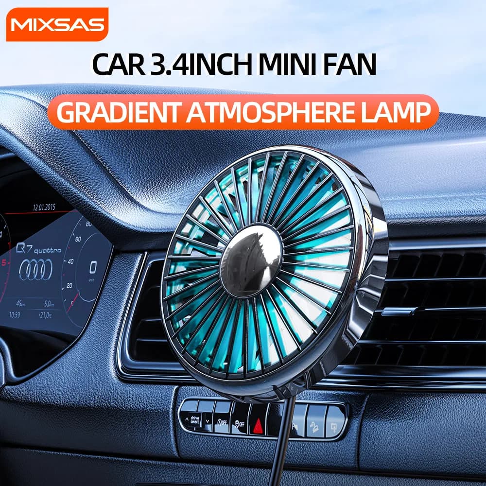 Ventilateur 12-24V pour voiture Sortie d'air universelle 230 Multifonction Mini USB 360 ° Circulateu