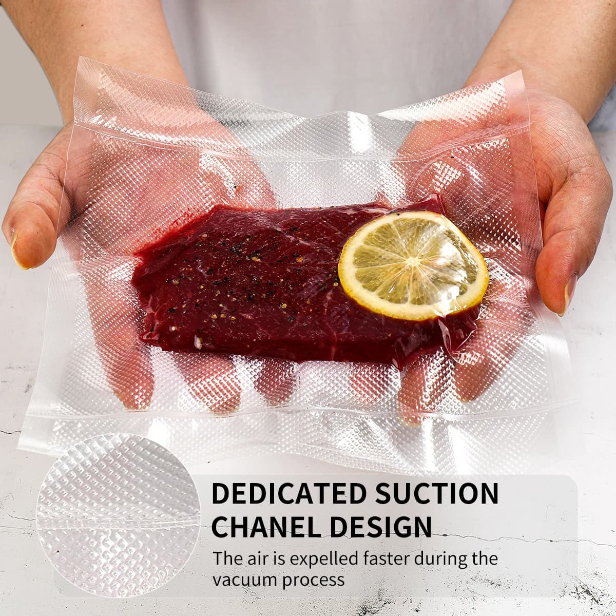 Sacs sous vide pour aliments, sac de scellage sous vide pour aliments frais, conservation longue, 12