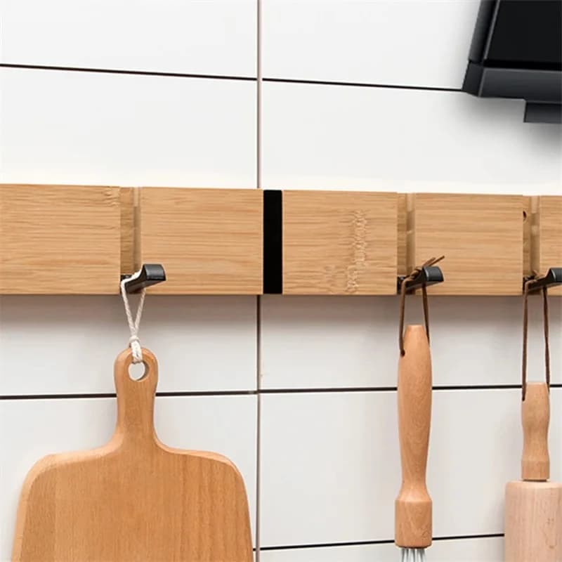 Crochets muraux pliables en bambou pour vêtements, étagère pour vêtements ménagers, porte-serviettes