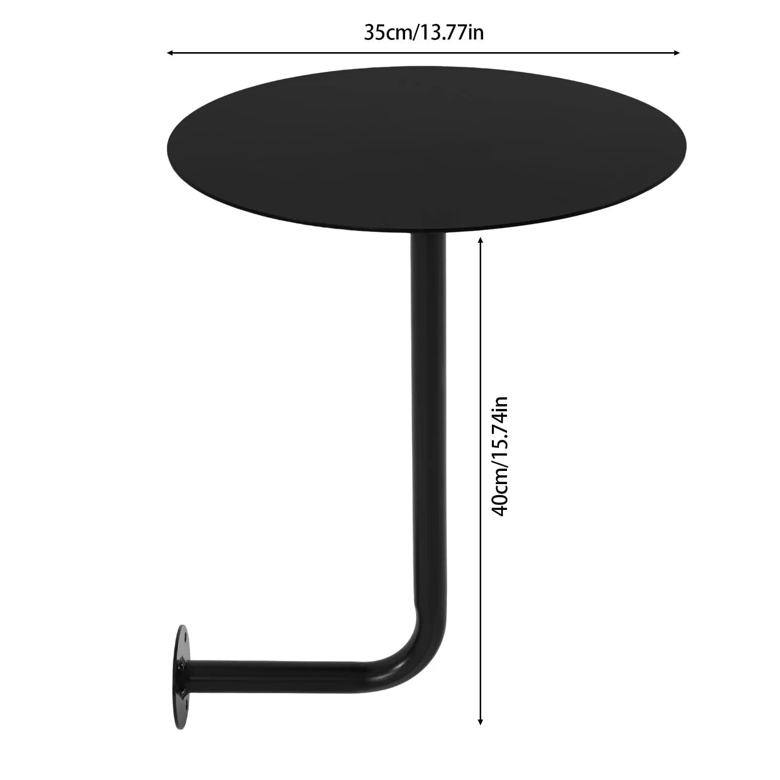 Table de bar murale, table de pub ronde noire à charge de 33 lb, table basse en fer peu encombrante 
