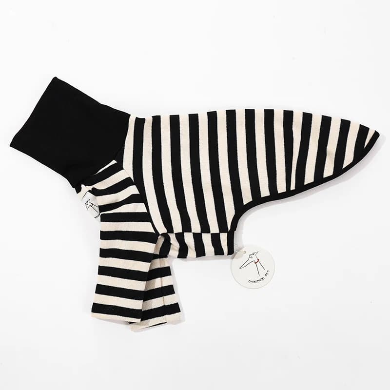 Vêtements pour animaux de compagnie à rayures noires et blanches, nouveaux vêtements de printemps et