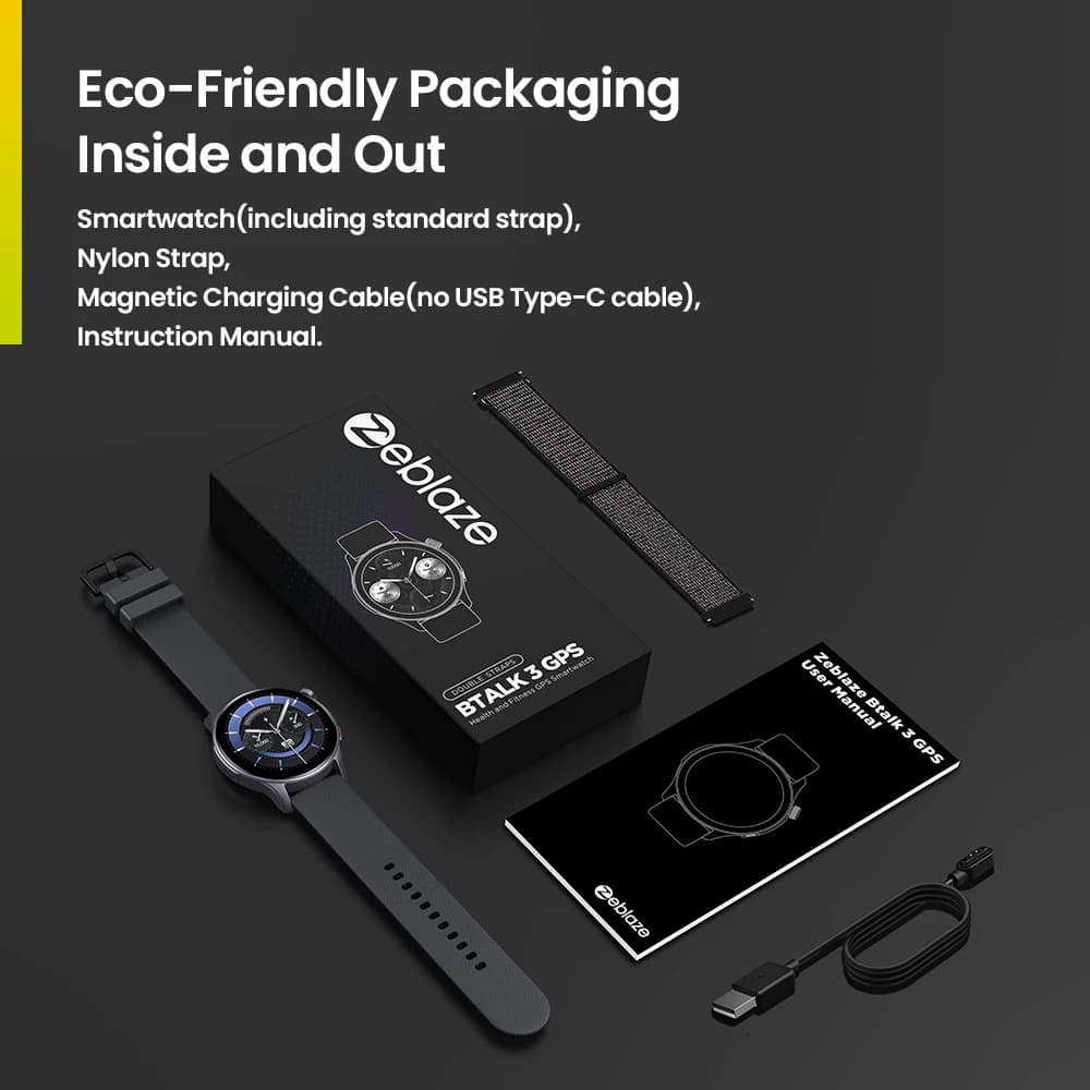 Zeblaze-Banti3 Smartwatch avec GPS, écran AMOLED 1.43 ", bracelet pour touristes, passer/répondre à 