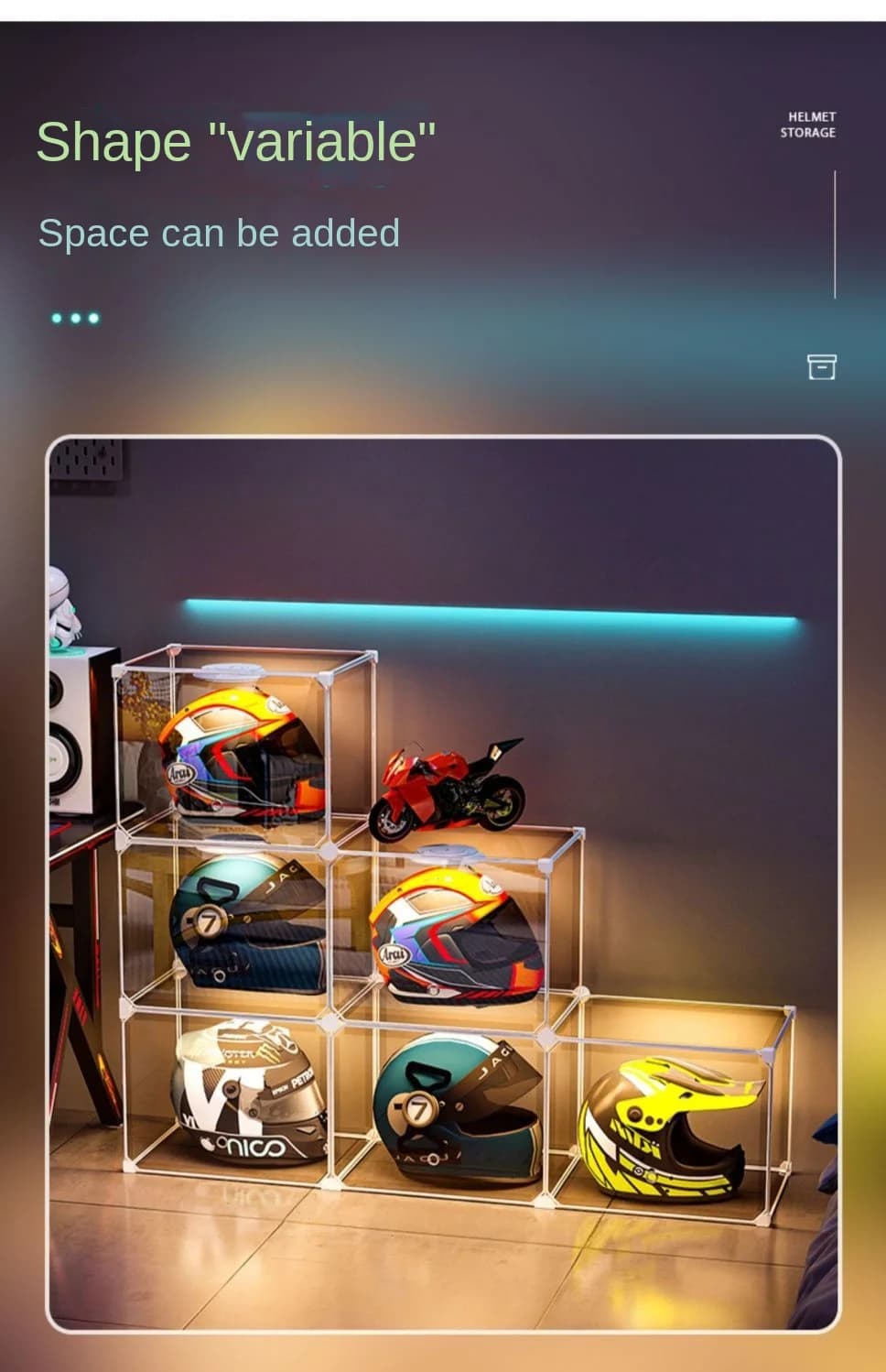 Casque de moto à valeur qualifiée ale élevée, rangement anti-poussière, chapeau T1, armoire d'exposi