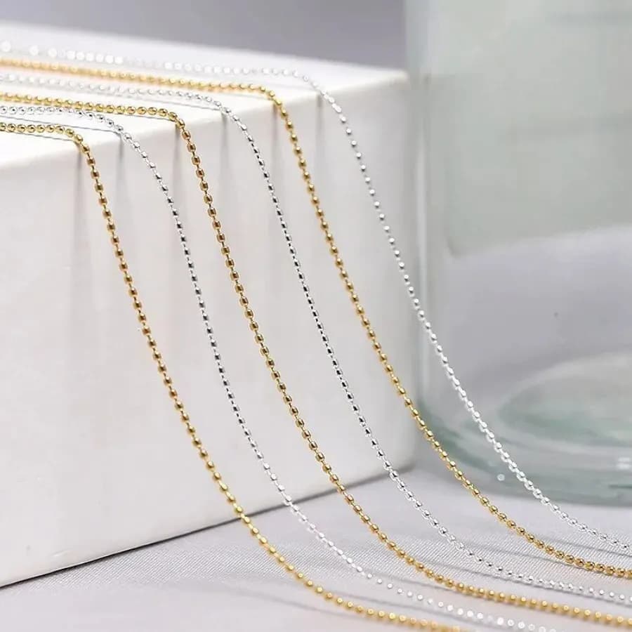 Chaîne de perles pour ongles en or et argent, 1 m/paquet, 0.8mm, breloque en pierre Ellipse, décorat