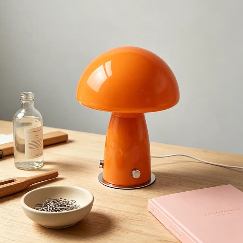 Lampe de table en verre de Murano style mid-century, lampe de chevet LED à brancher pour une esthéti