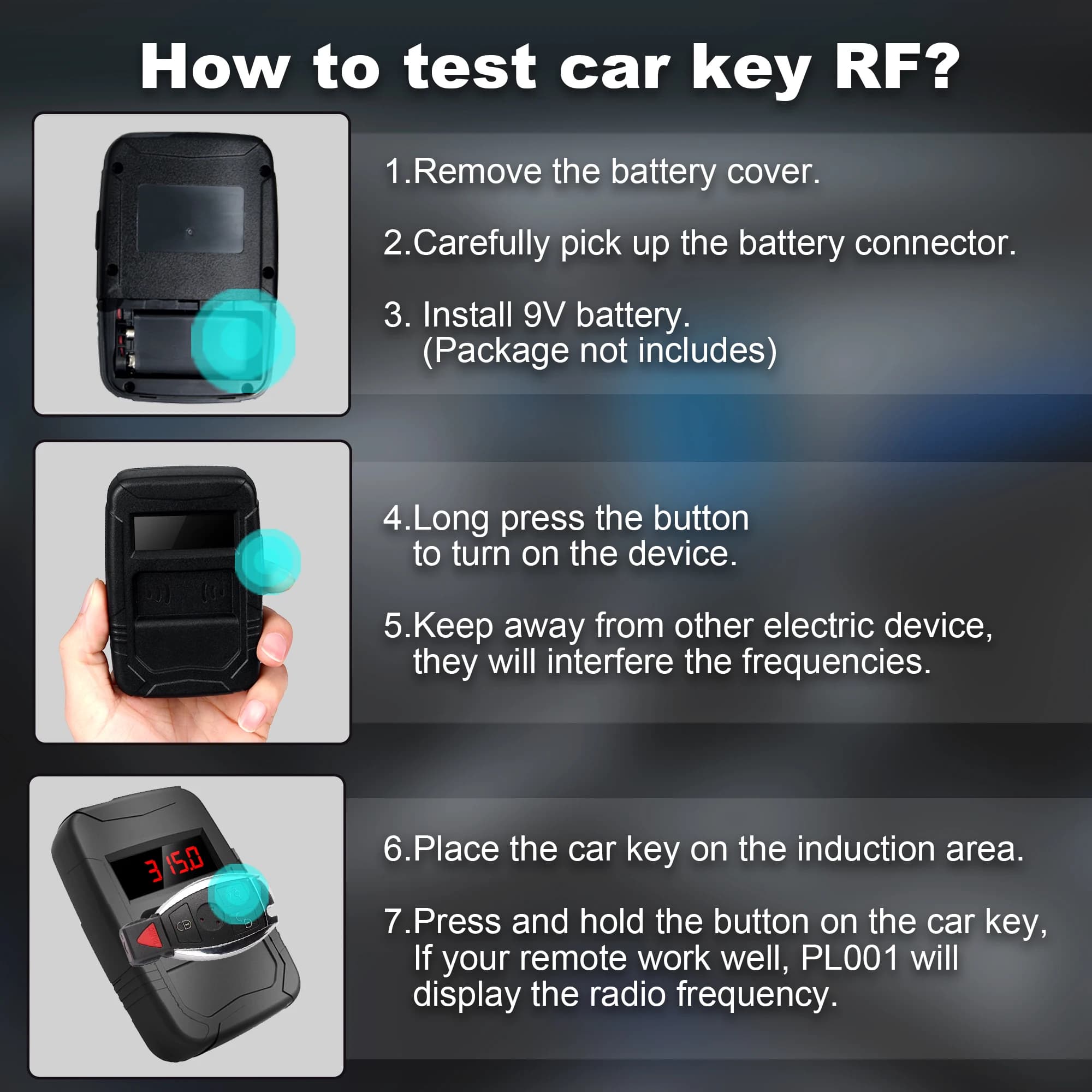 WOYO 10 - 1000mhz Auto key testeur de frequences ,outil de voiture testeur de fréquence,IR FR compte