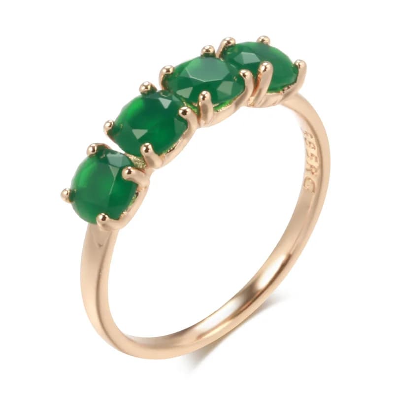 Bague en or rose 18 carats pour femme, bijoux en pierres précieuses émeraude naturelles, boîte à mat