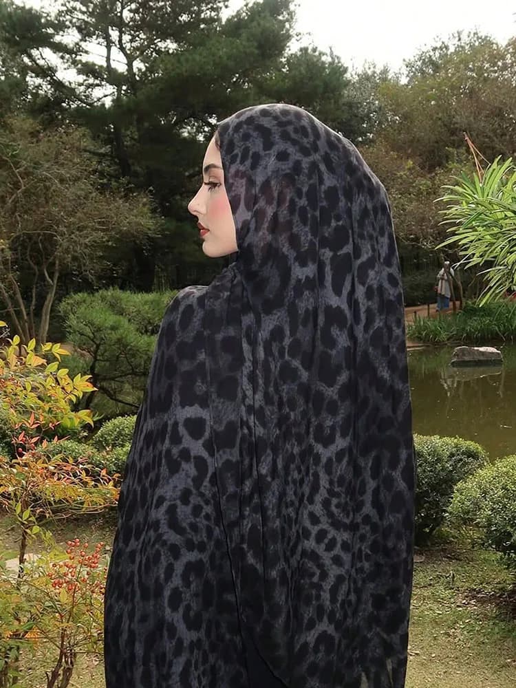 Hijabs musulmans pour femmes Ramadan, foulards imprimés léopard printemps, châle de luxe, hijab Eid,