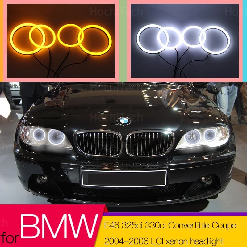 Switchback coton lumière LED oeil d'ange double couleur pour BMW E46 325ci 330ci coupé Convertible 2