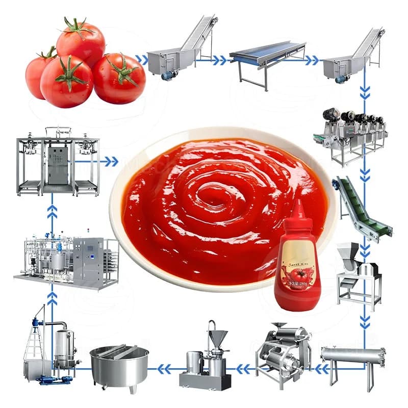 Ligne de production de sauce tomate, de purée de tomate et de ketchup, petite production pour l'indu