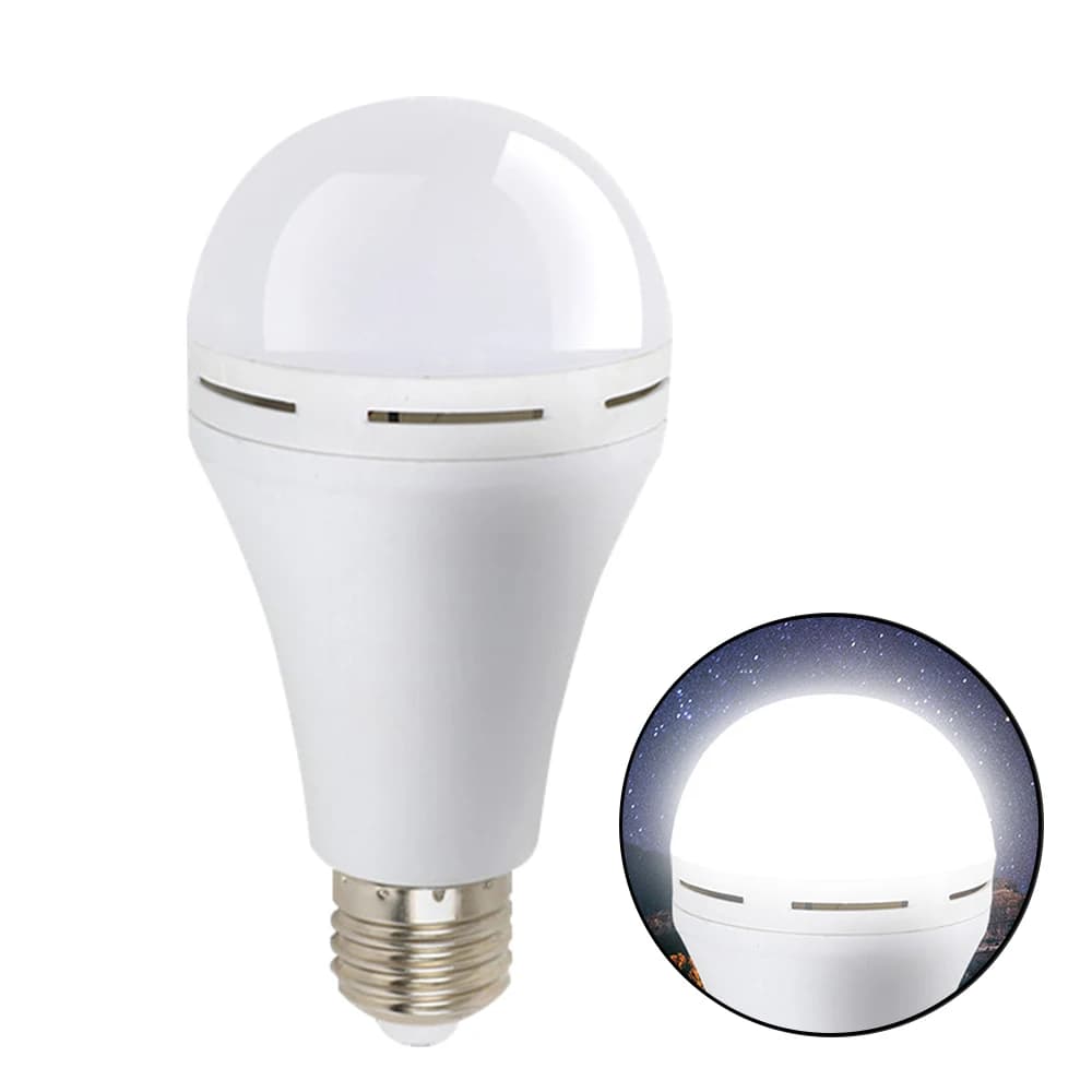 Ampoule d'urgence à intensité variable 3 couleurs 12W, lumière LED rechargeable qui reste allumée en