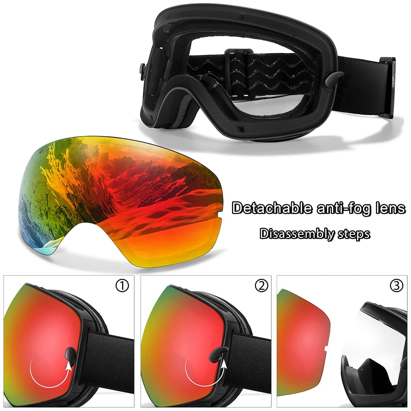 Lunettes de Ski pour hommes et femmes, Anti-buée, pour Sports de plein air, snowboard, motoneige, UV