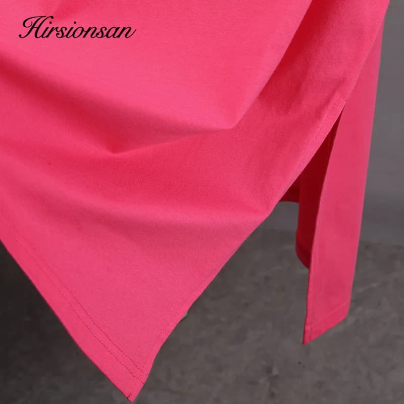 Hirsionsan été surdimensionné coton t-shirt femmes 2023 nouveau ample solide fendu t-shirts décontra