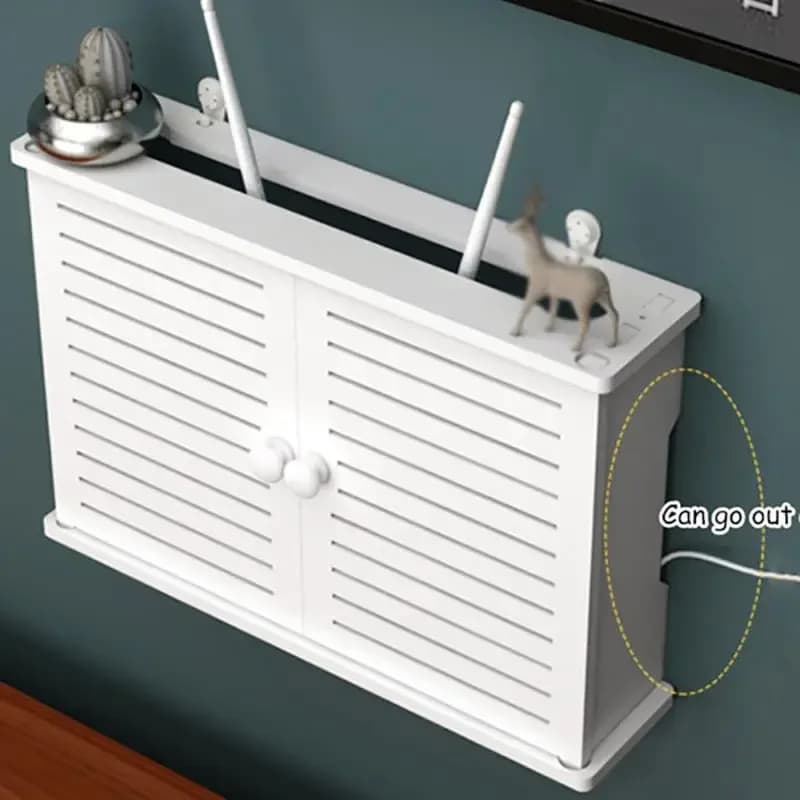 Étagère murale à double couche sans poinçon, boîtier décodeur TV, boîte de rangement pour routeur Wi