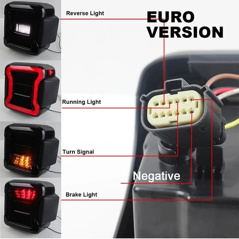 EURS 2x-enquêter Arrière LED pour Jeep Wrangler JL 2018-2021, Phares de Freinage, Feux de Jour