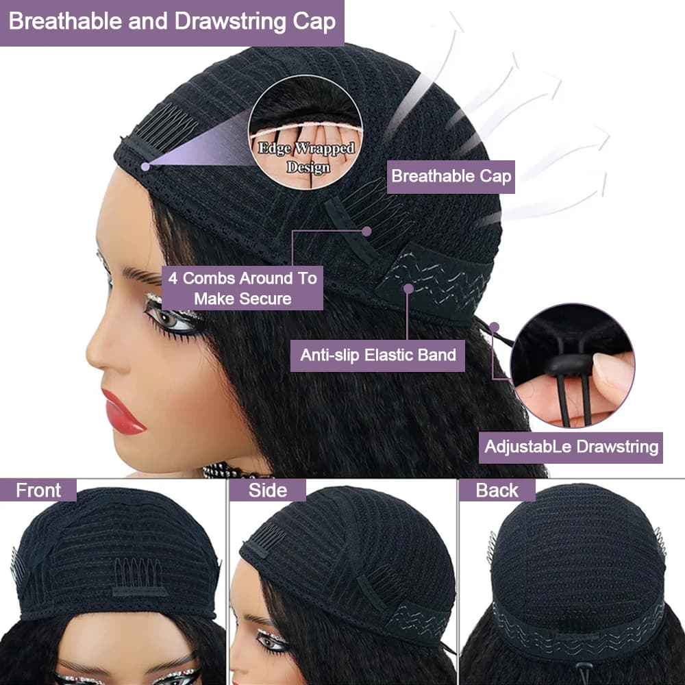 Perruque demi-tête 250% en cheveux humains, ondulée, avec bandeau, version améliorée 3-en-1, à cordo