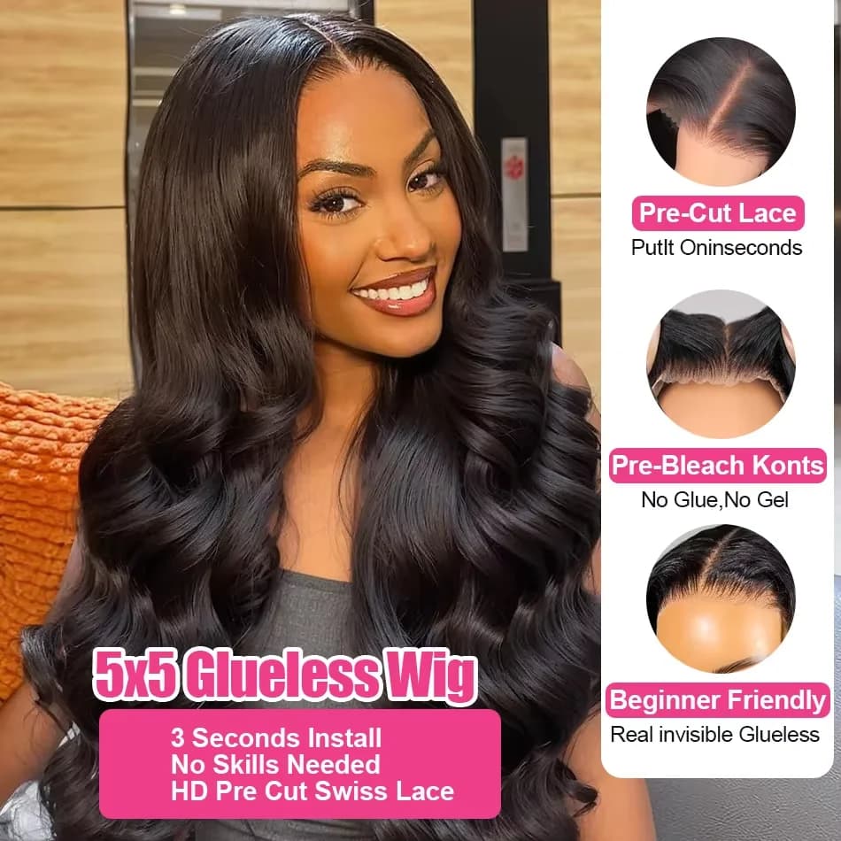 Perruque 360 Full Lace sans colle à cordon de serrage, cheveux humains ondulés, pré-épilée, HD 13x6 