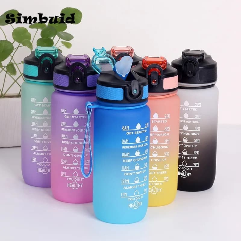 Bouteille d'eau de Sport de 600ML avec marqueur de temps, tasse anti-fuite, bouteille d'eau Portable