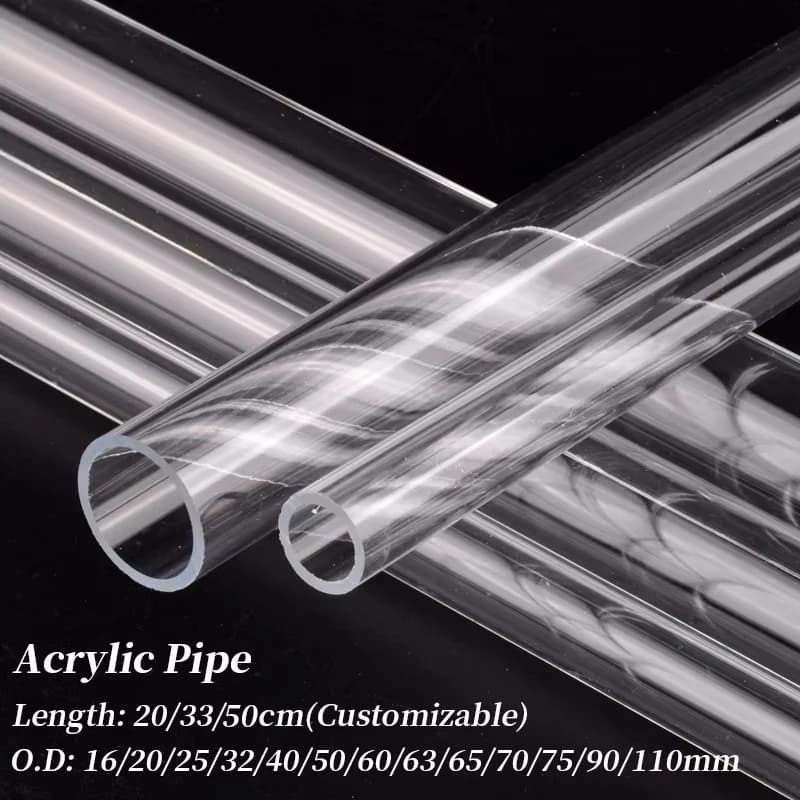 Tube en plexiglas transparent pour poissons, fournitures d'aquarium, arrosage hydroponique, tube en 