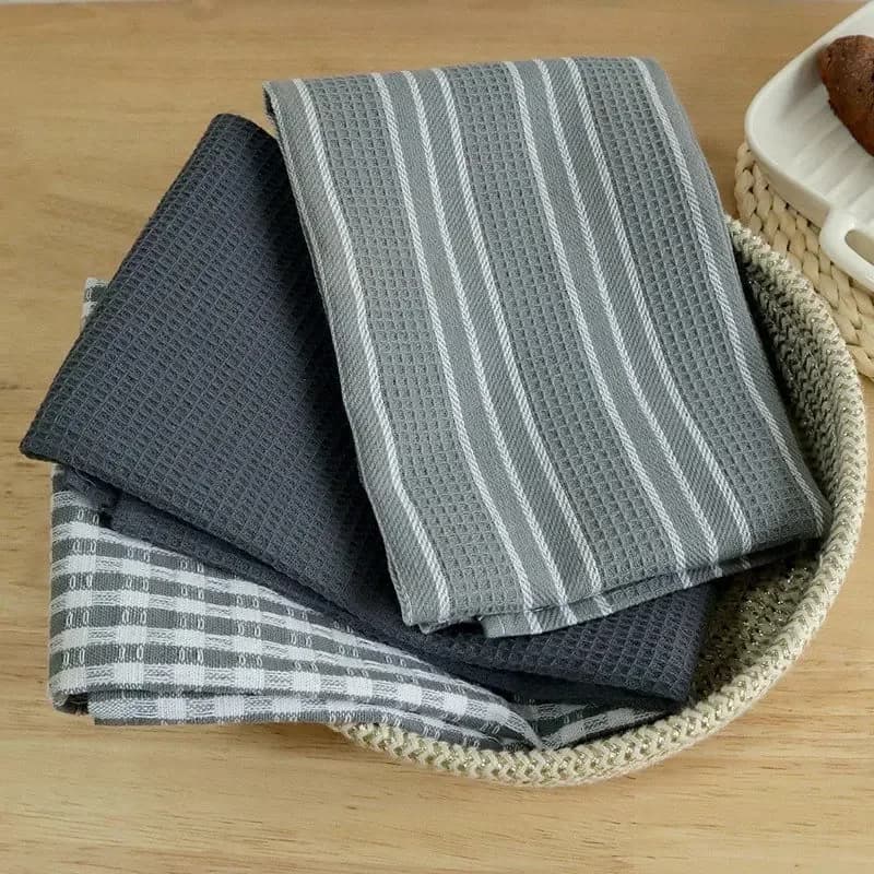 Serviettes de cuisine 100% coton naturel, 3 pièces, serviettes à thé classiques, chiffon absorbant, 