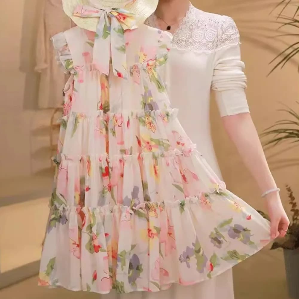 Robe princesse en mousseline de soie pour filles de 4 à 13 ans, Version coréenne, imprimé floral, gâ